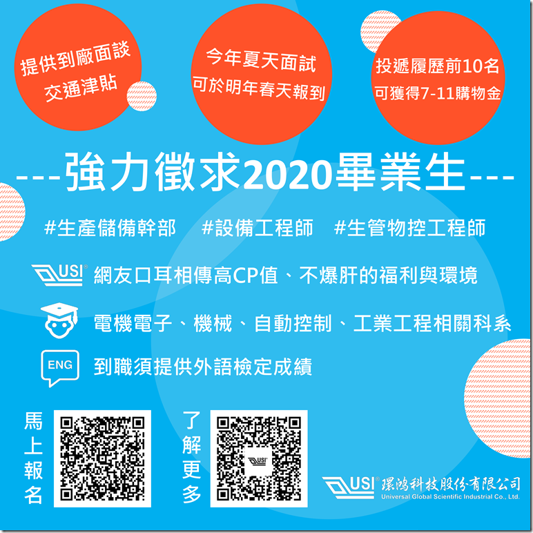 USI 2020校園徵才職缺EDM